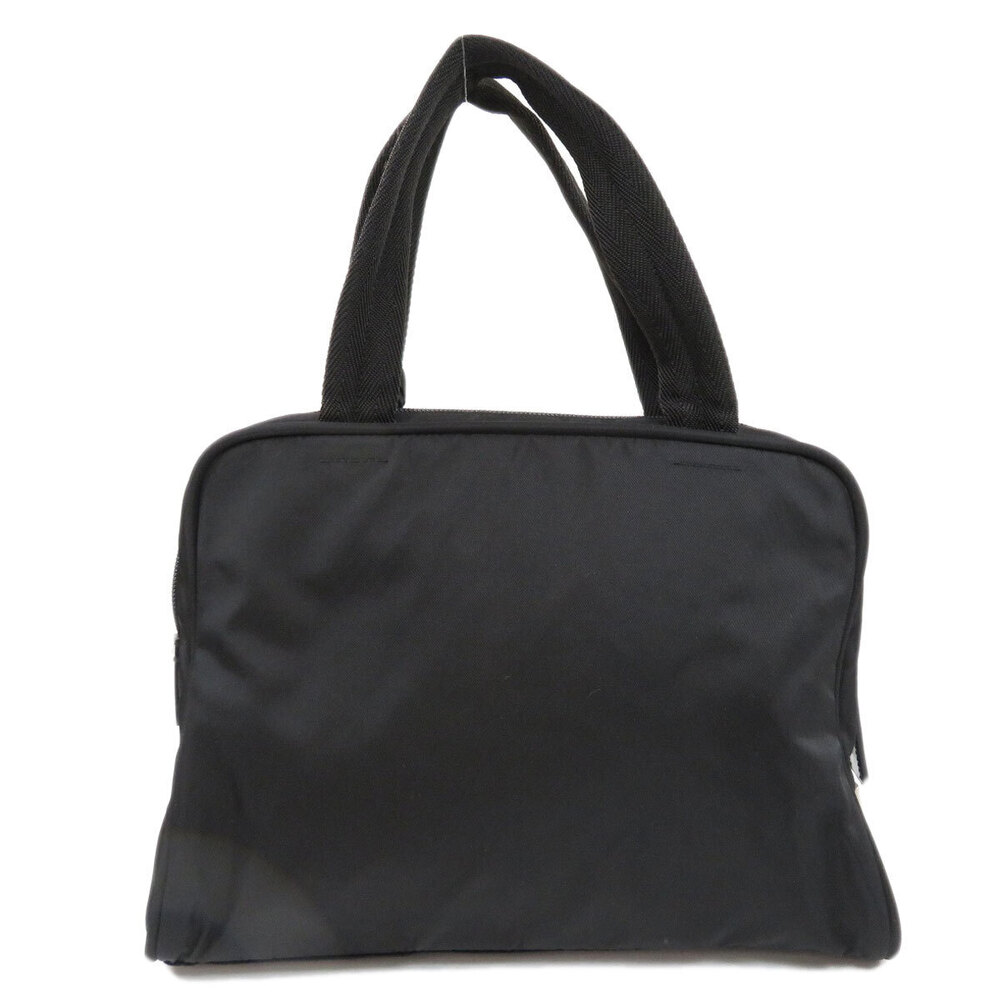 Prada 2way triangle logo Black enamel Tessuto Handbag iconic Black